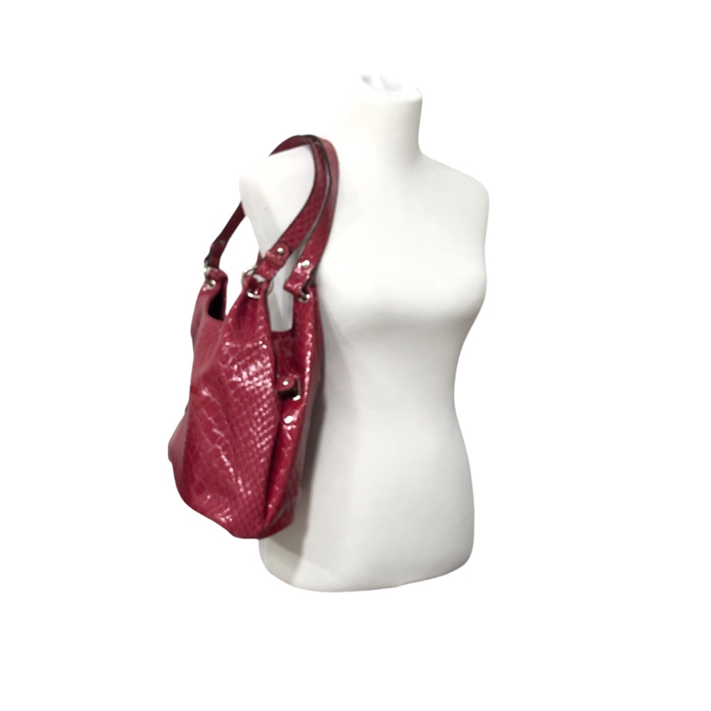 Nicole Miller Red Shoulder Bag With Magnetic Snap Top Closure